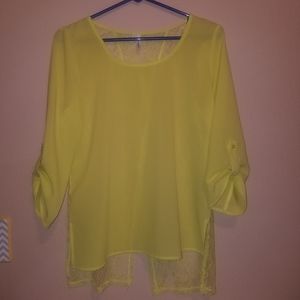 Light neon yellow sheer lace back Studio Y…